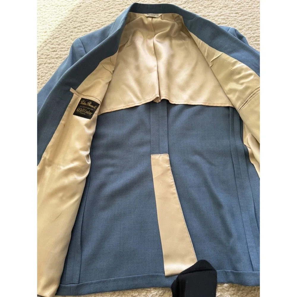Palm Beach Men's Blue Blazer Two-Button Single Vent Notch Lapel Inner Pockets  M